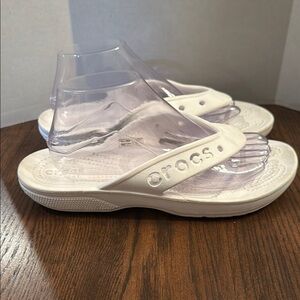 CROCS White Baya Flip flops. Women size 9